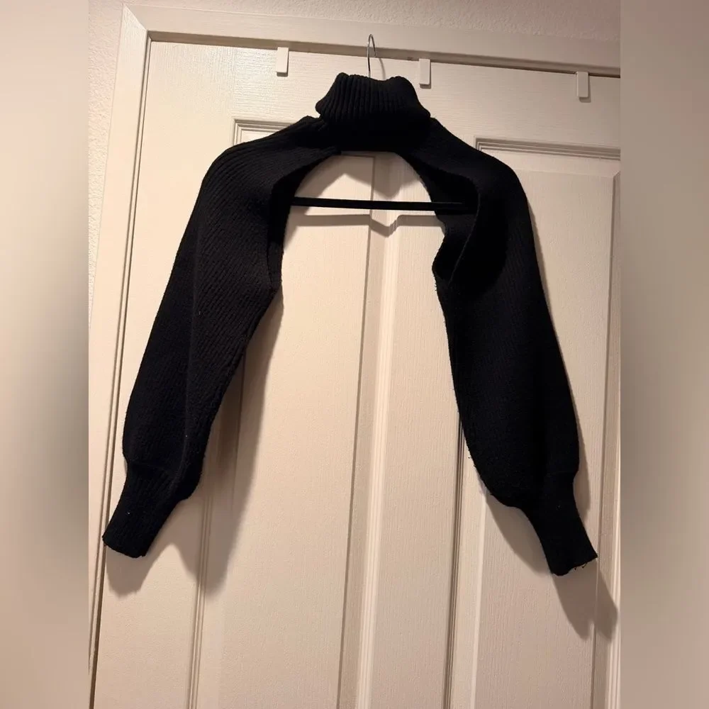 Zara Black Knit Detachable Bolero with Turtleneck